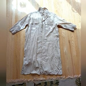 H&M Linen Blend Hemp Light Brown Shirt Dress, Midi (Size Large)